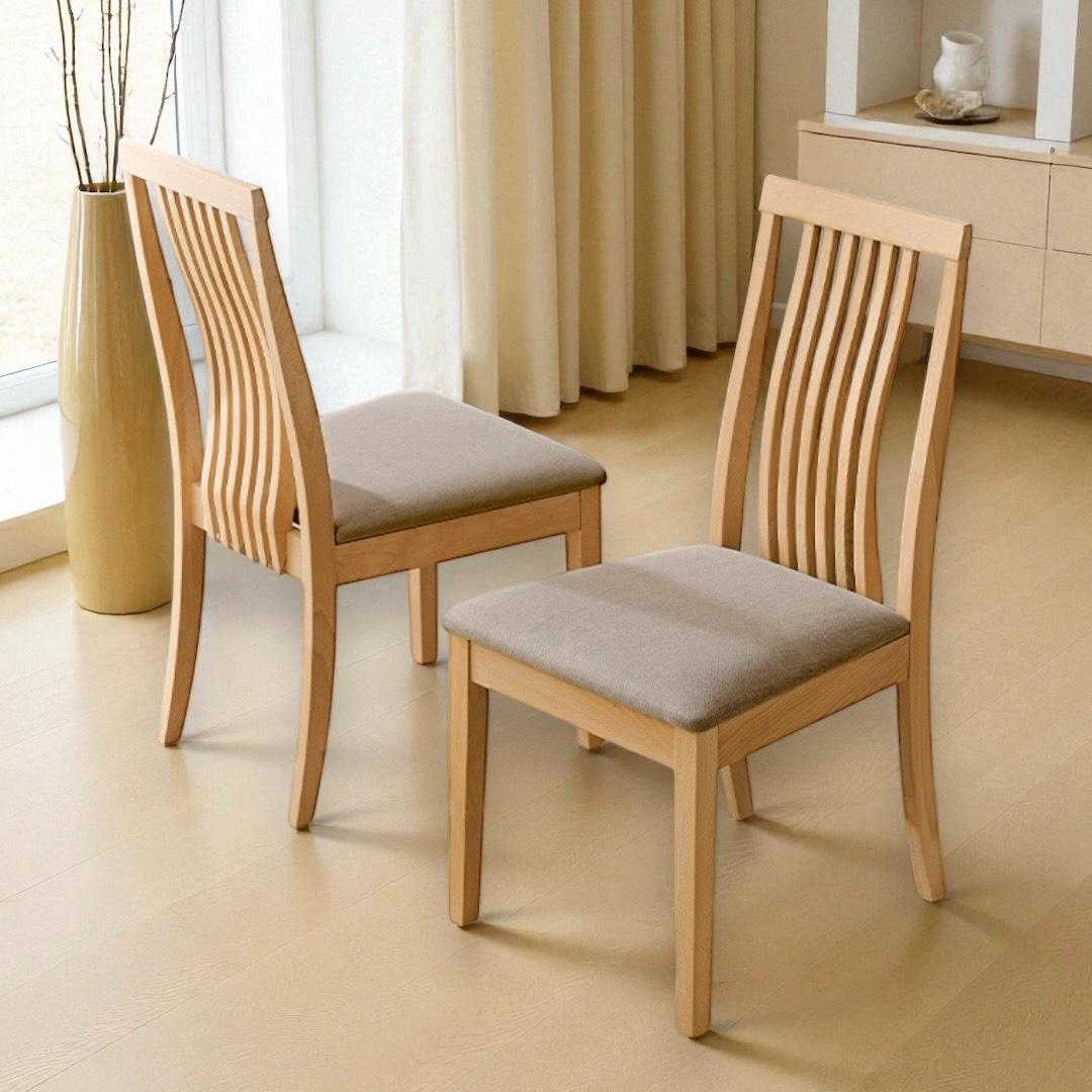 【新品】2脚セット　天然木ダイニングチェア　北欧風　ビーチ材　アウトレット