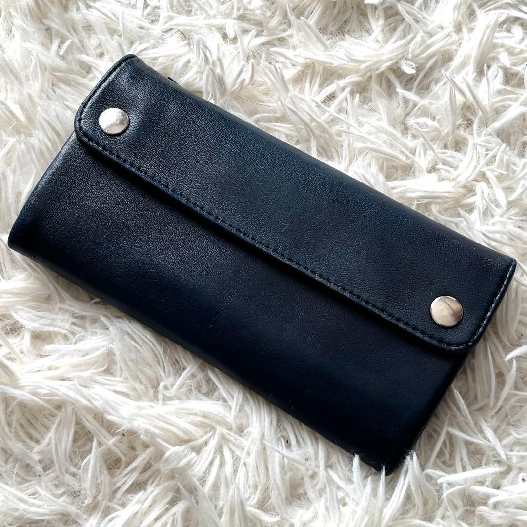 PORTER CRUST クラスト フラップ長財布 本革 ネイビー シープスキン