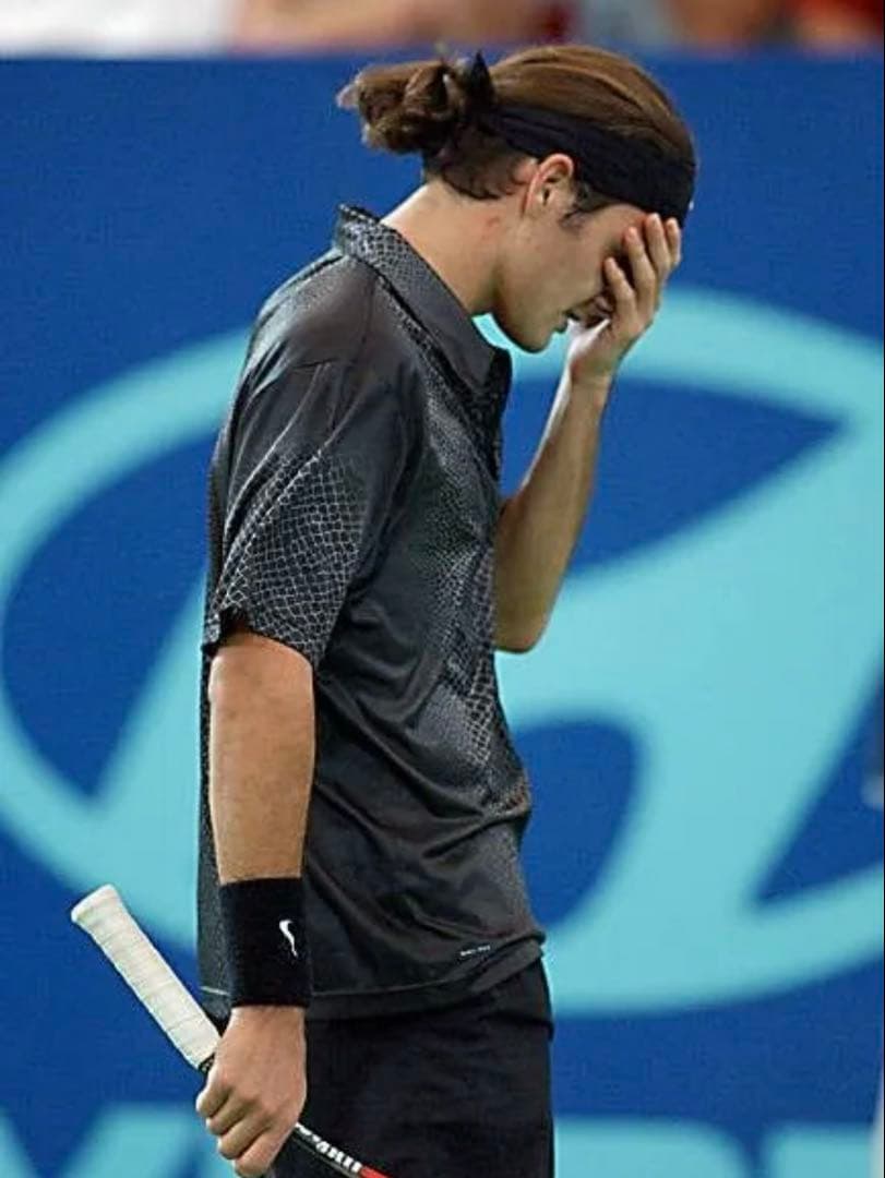 NIKE テニス 半袖ポロシャツ クロコ柄 ハーフジップ フェデラー着用 黒