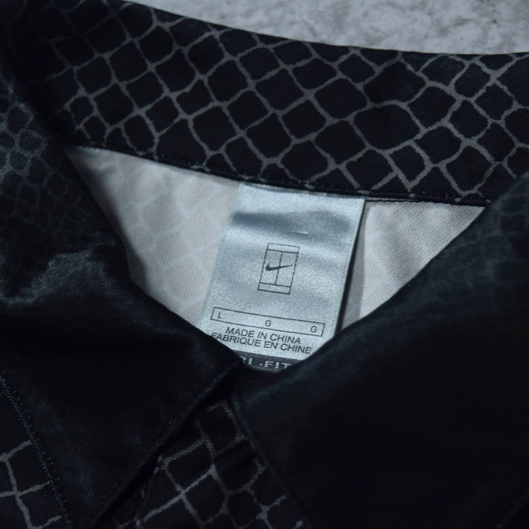 NIKE テニス 半袖ポロシャツ クロコ柄 ハーフジップ フェデラー着用 黒