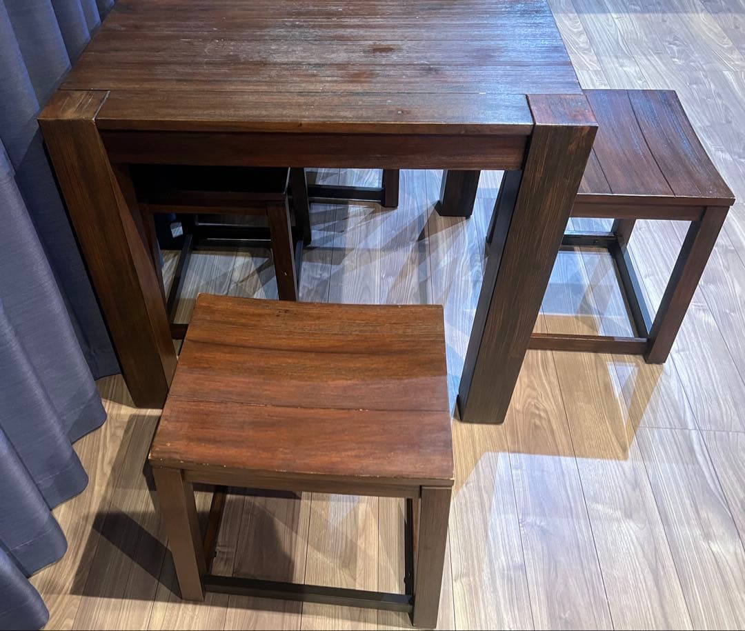ダークブラウン木製ダイニングテーブルセット【引取り限定】