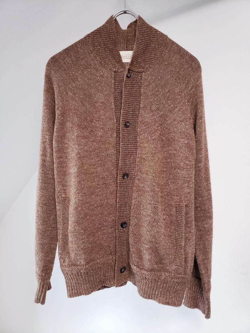 CONFECT 高級素材アルパカ・リネン素材 スタンドカラー カーディガン