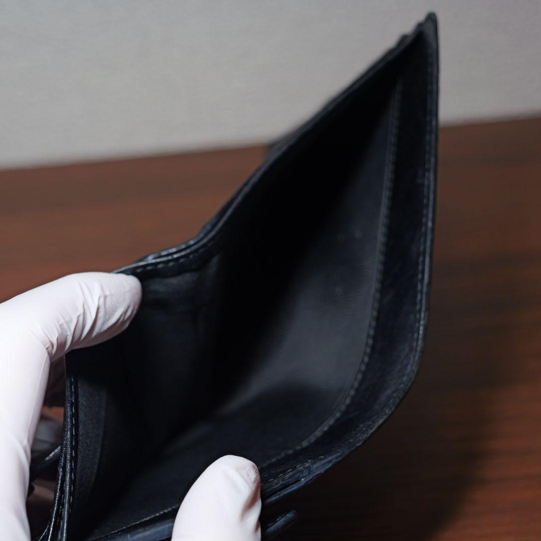 GUCCI ブラックレザー 三つ折り財布 箱、保存袋他付き