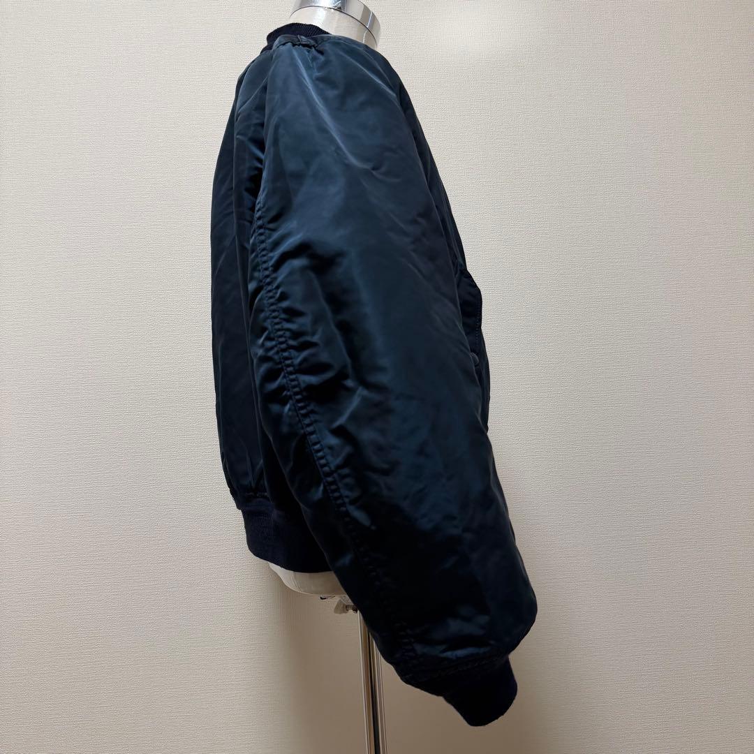 90s アルファ MA-1 リバーシブル ネイビー×オレンジ 短丈 Y2K L