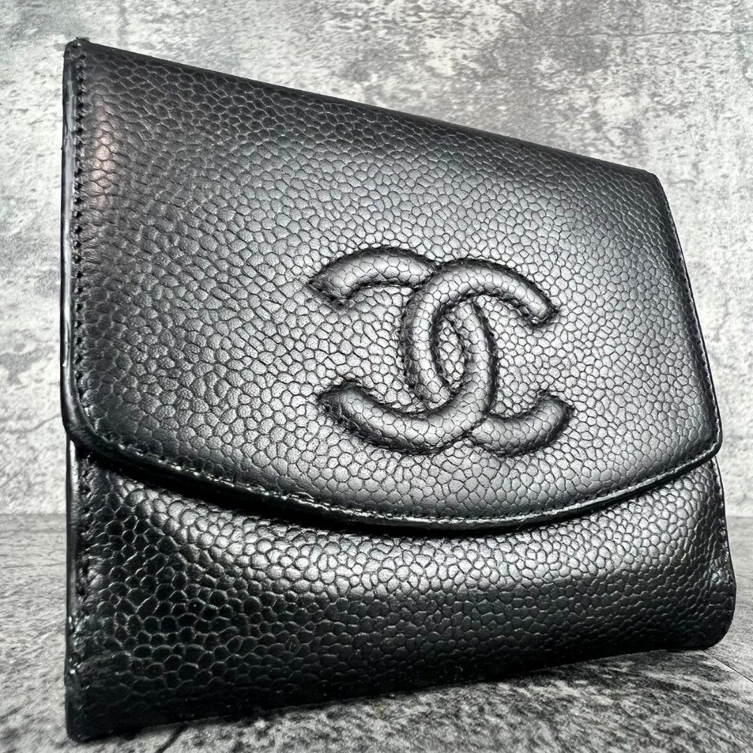 CHANEL ココマーク キャビアスキン 二つ折り財布