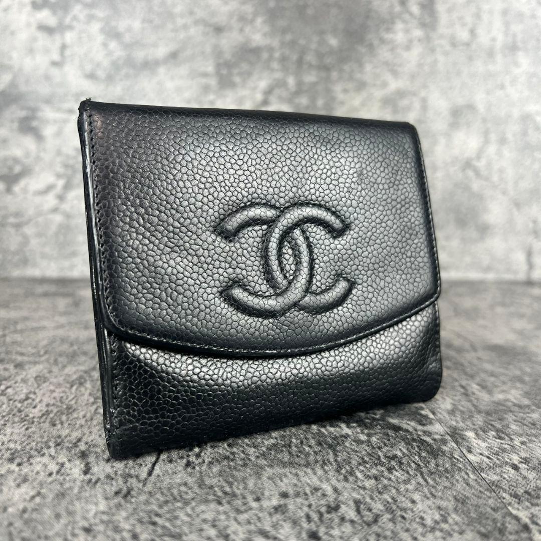 CHANEL ココマーク キャビアスキン 二つ折り財布