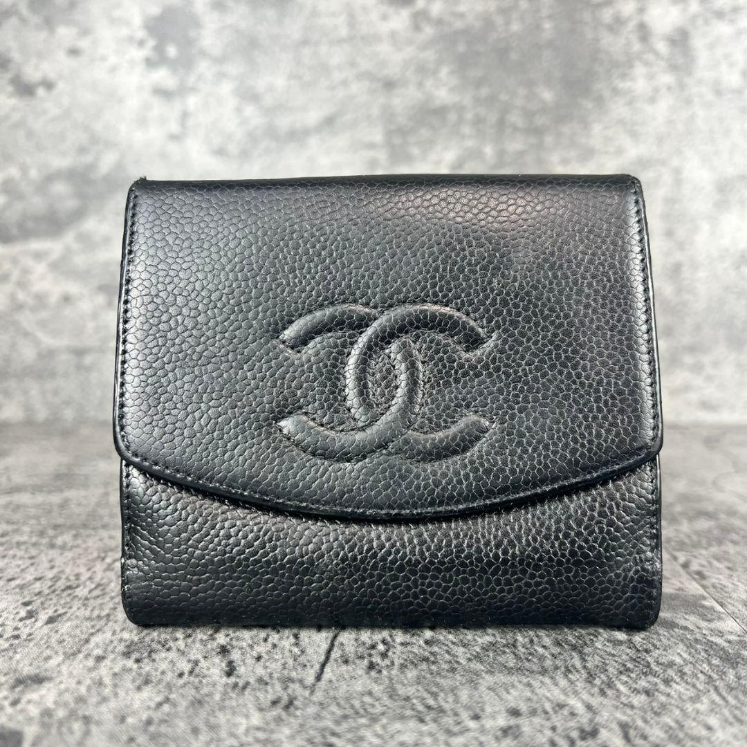 CHANEL ココマーク キャビアスキン 二つ折り財布