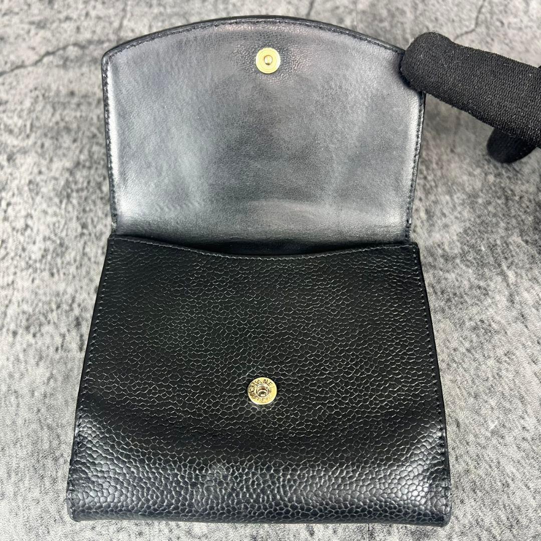 CHANEL ココマーク キャビアスキン 二つ折り財布