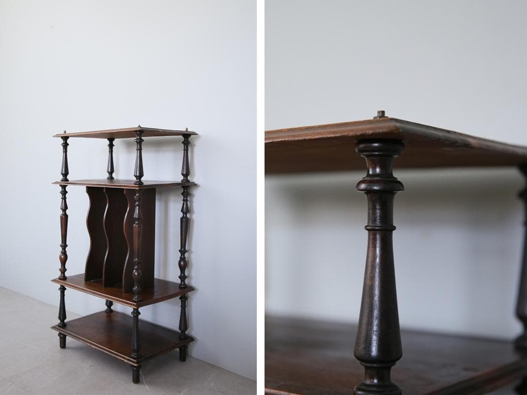 フランスアンティーク木製ミュージックシェルフ/本棚/オープン飾り棚(90-226