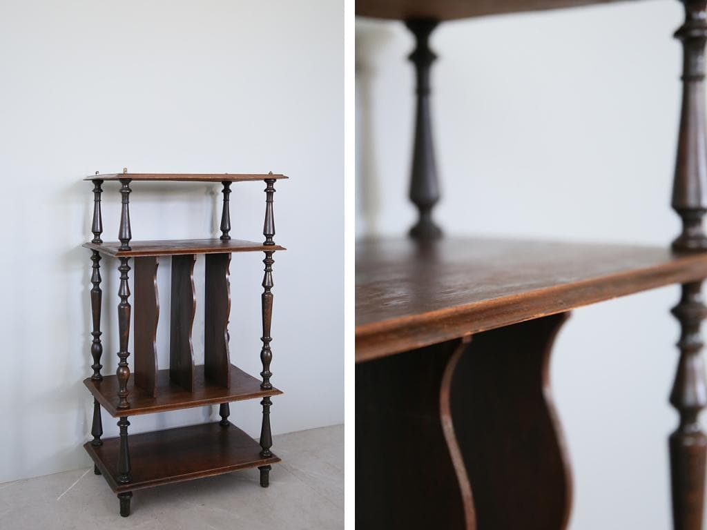 フランスアンティーク木製ミュージックシェルフ/本棚/オープン飾り棚(90-226