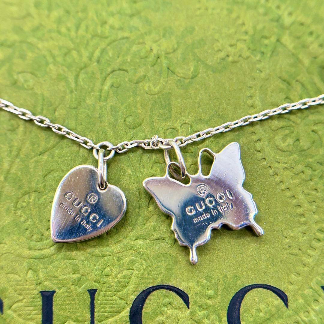 美品　グッチ　ハート　バタフライ　ブレスレット　シルバー　925