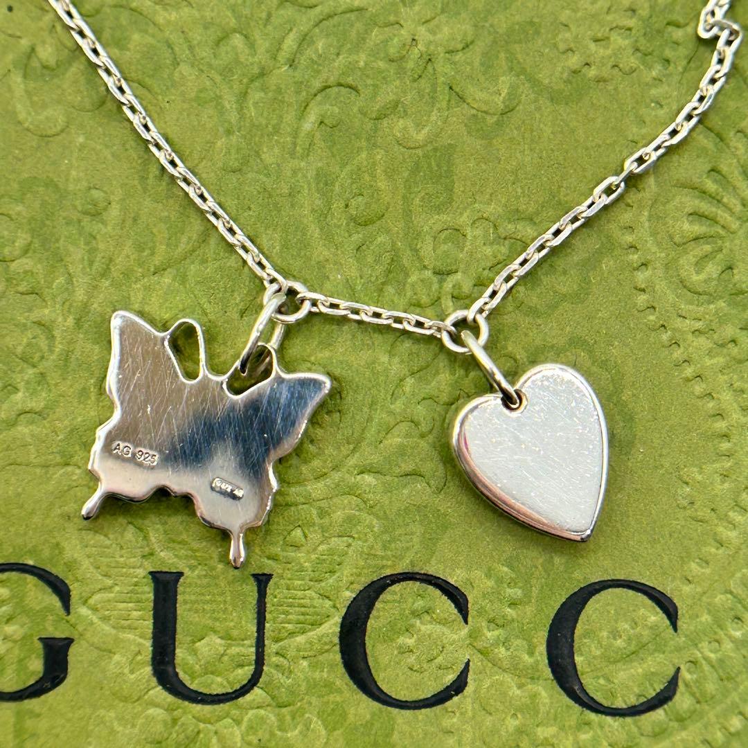 美品　グッチ　ハート　バタフライ　ブレスレット　シルバー　925