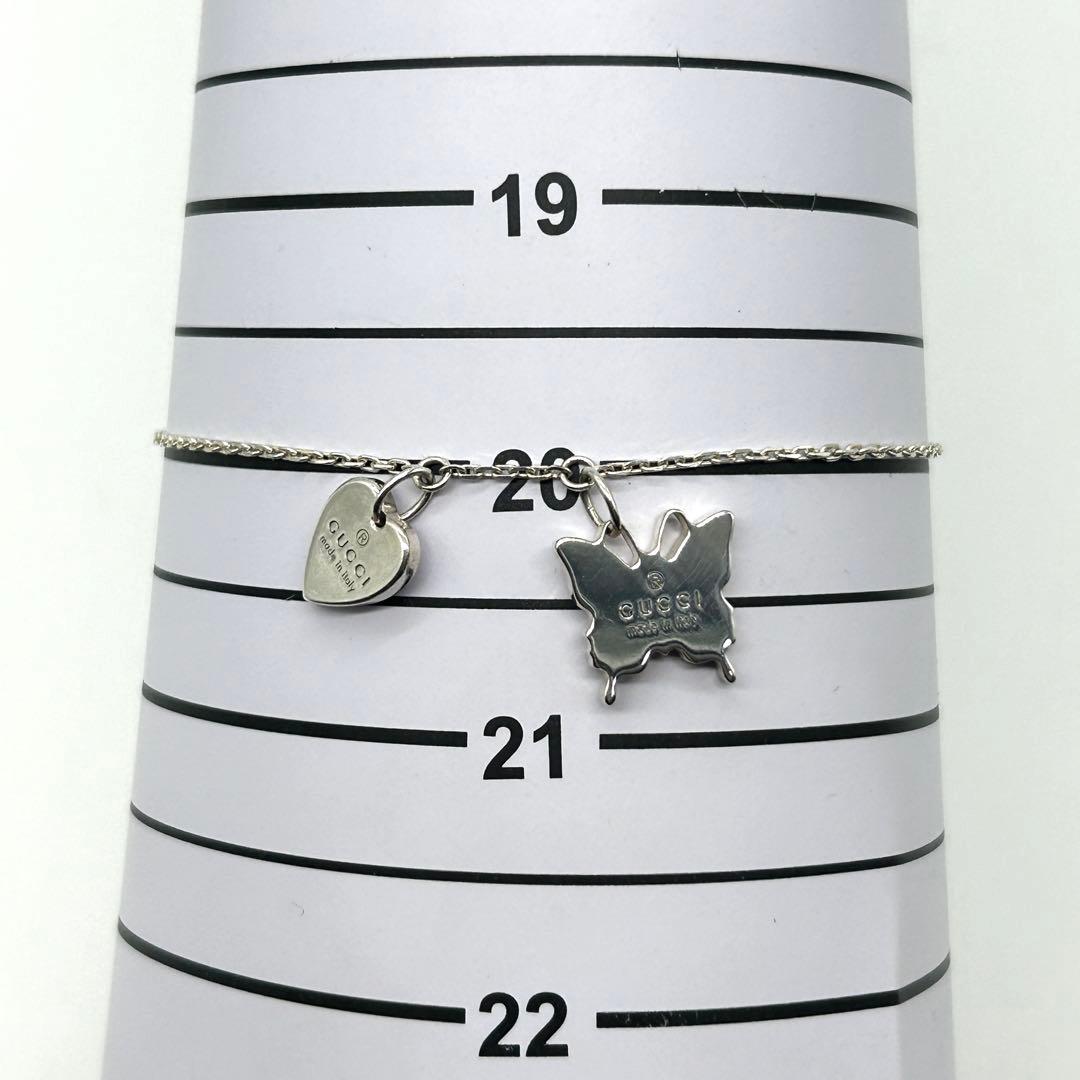 美品　グッチ　ハート　バタフライ　ブレスレット　シルバー　925