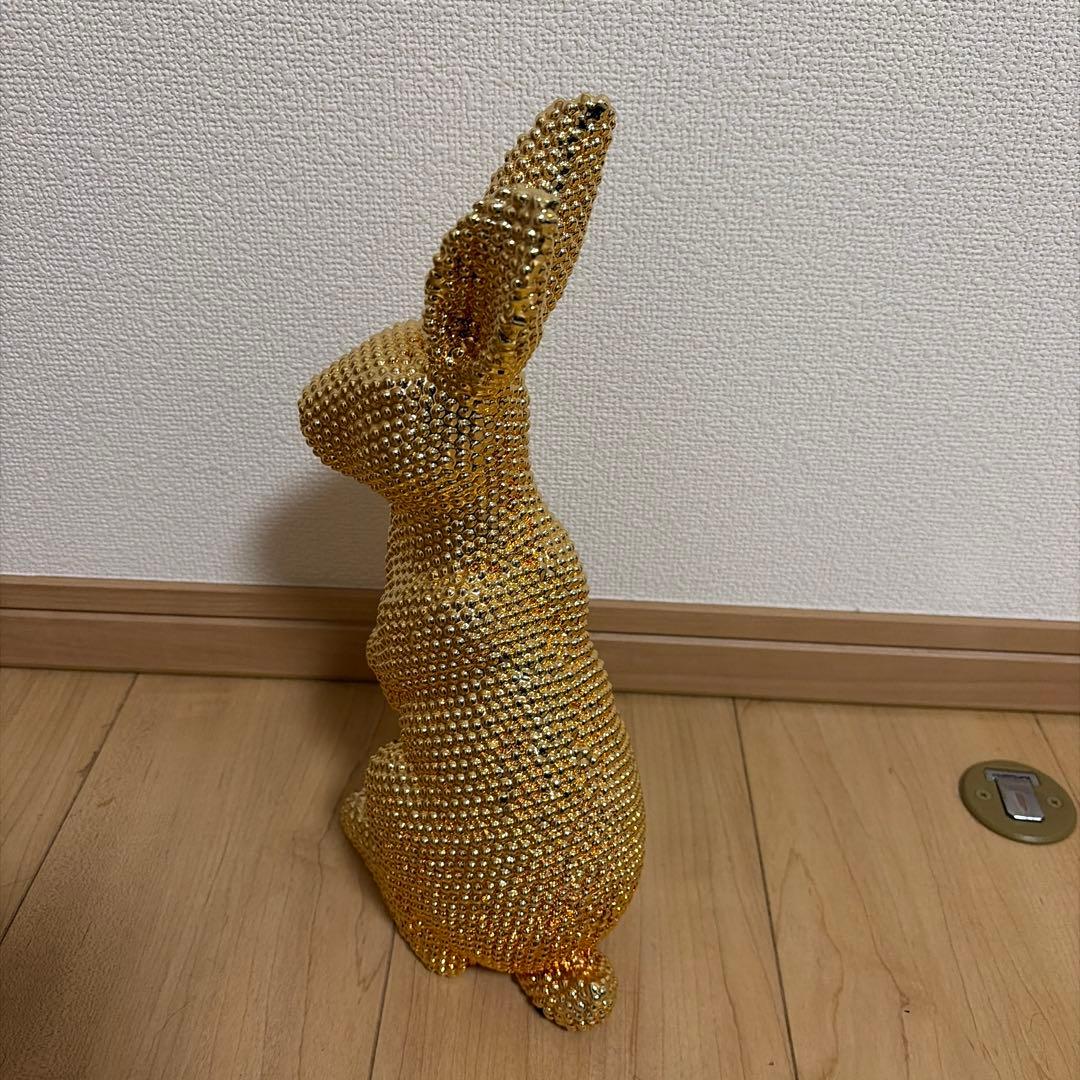 金色ウサギの置物2体セット