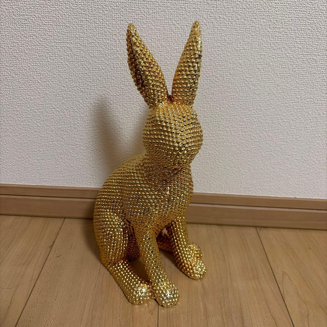 金色ウサギの置物2体セット