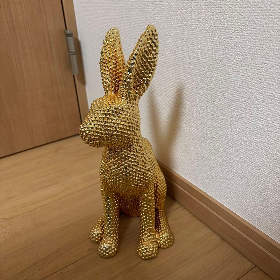 金色ウサギの置物2体セット