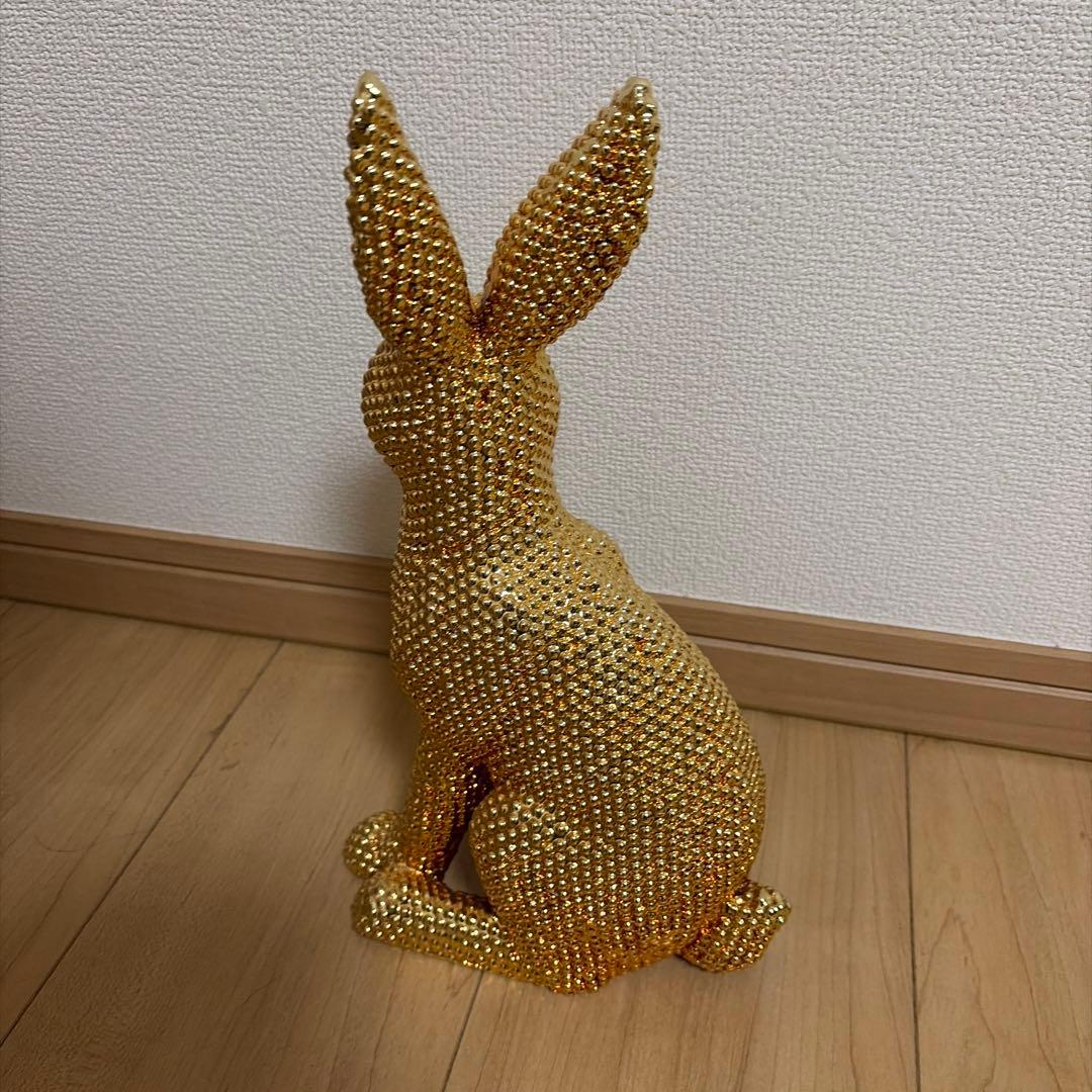金色ウサギの置物2体セット