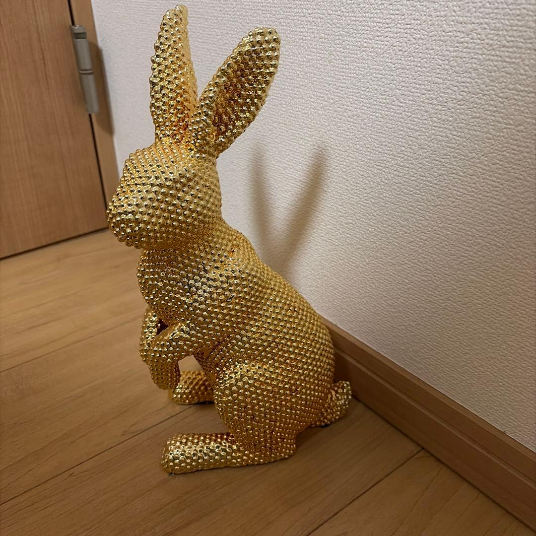 金色ウサギの置物2体セット