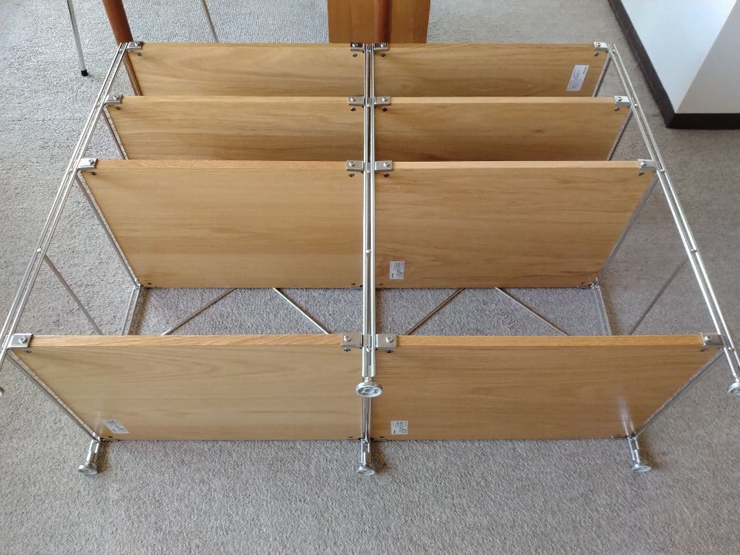 【美品】MUJI無印良品 ステンレスユニットシェルフ小56cmオーク材4段連結