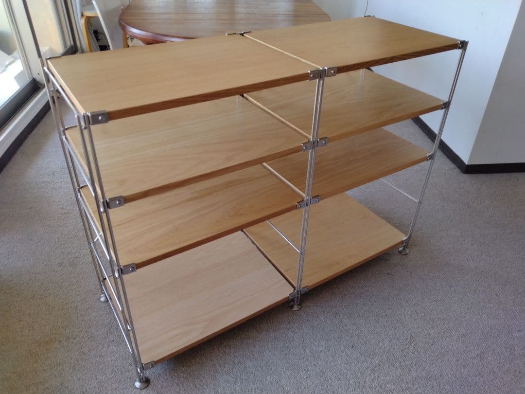 【美品】MUJI無印良品 ステンレスユニットシェルフ小56cmオーク材4段連結