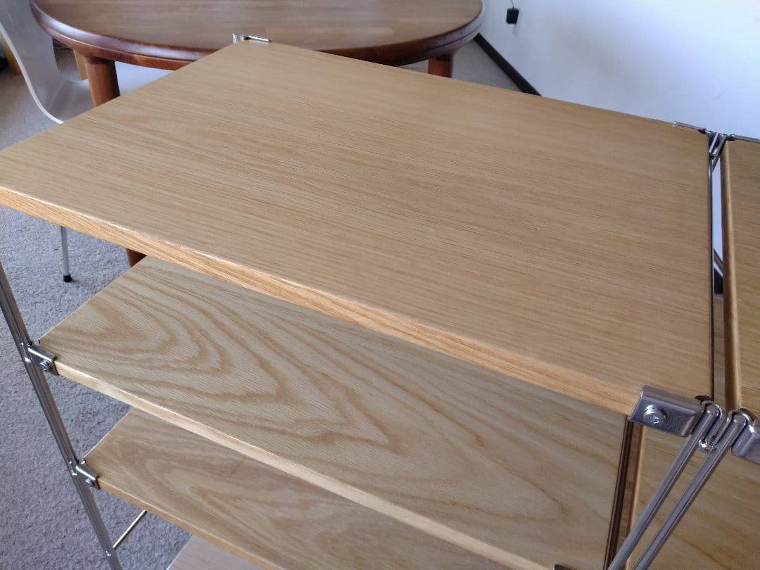 【美品】MUJI無印良品 ステンレスユニットシェルフ小56cmオーク材4段連結