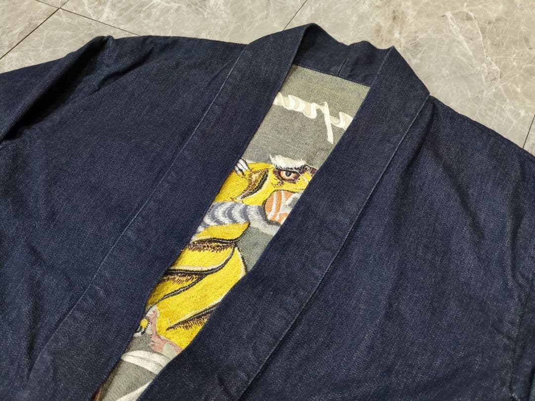 桃太郎ジーンズ 刺子生地切替 虎 スーベニアスカデニム作務衣