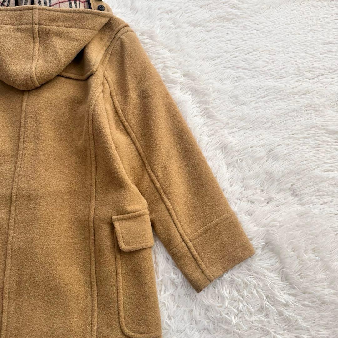 人気 定番 バーバリーロンドン ダッフルコート ノバチェック キャメル フード付