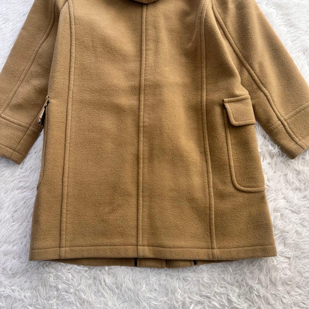 人気 定番 バーバリーロンドン ダッフルコート ノバチェック キャメル フード付