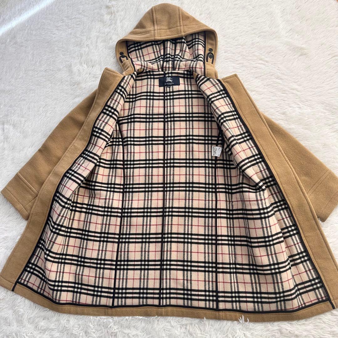 人気 定番 バーバリーロンドン ダッフルコート ノバチェック キャメル フード付