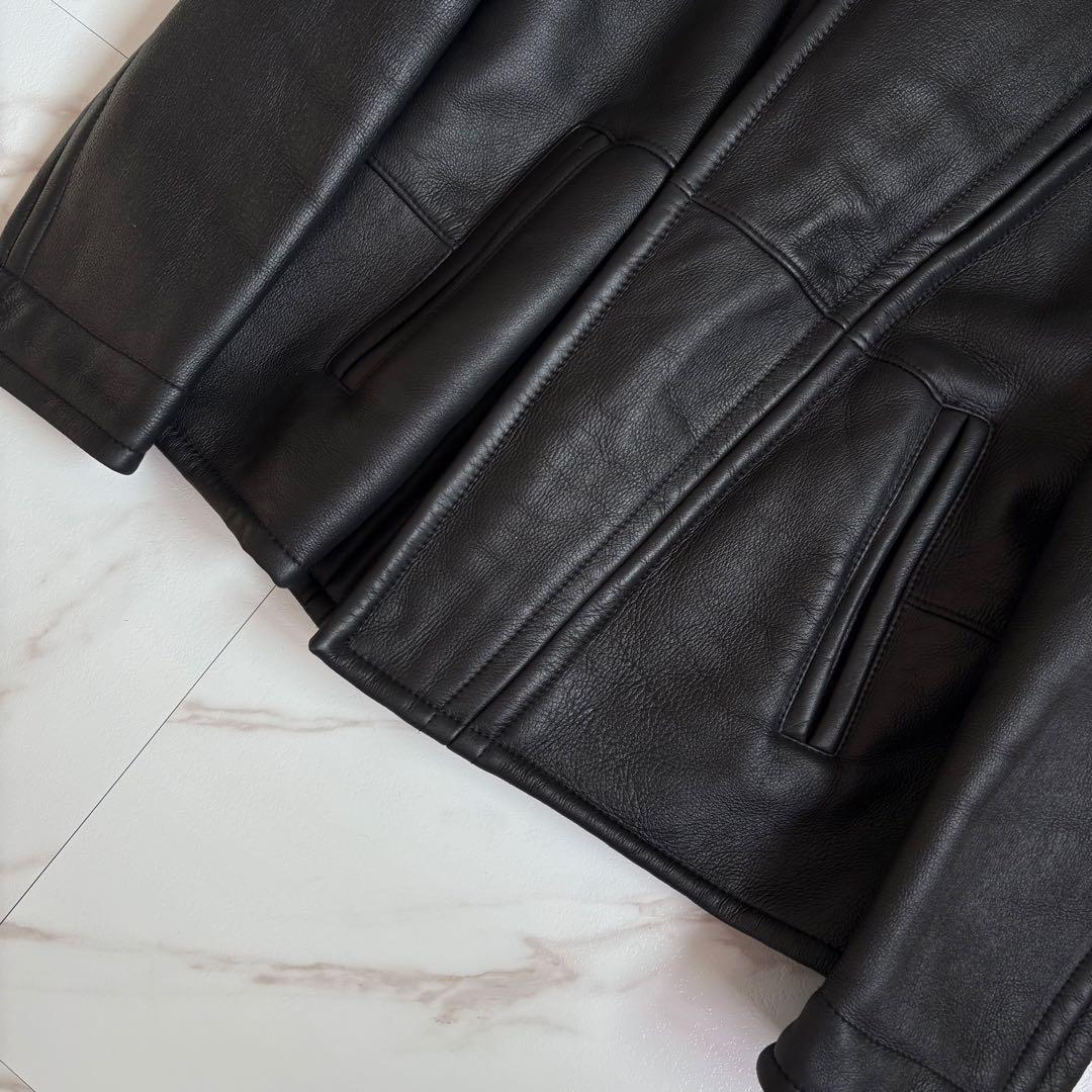 激レア◆HUGO BOSS リアルムートン ジャケット 50サイズ 黒