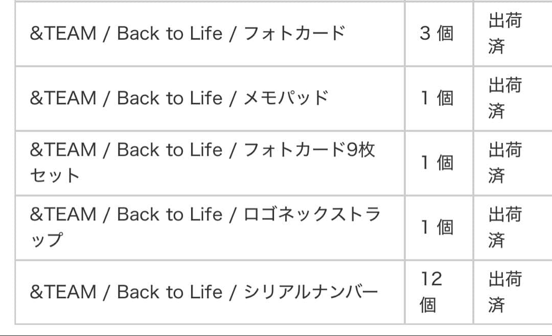 &TEAM Back to Life 12形態セット　シリアル12枚付き