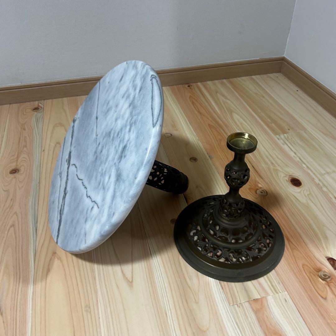 カフェテーブル　アンティーク　大理石　サイドテーブル