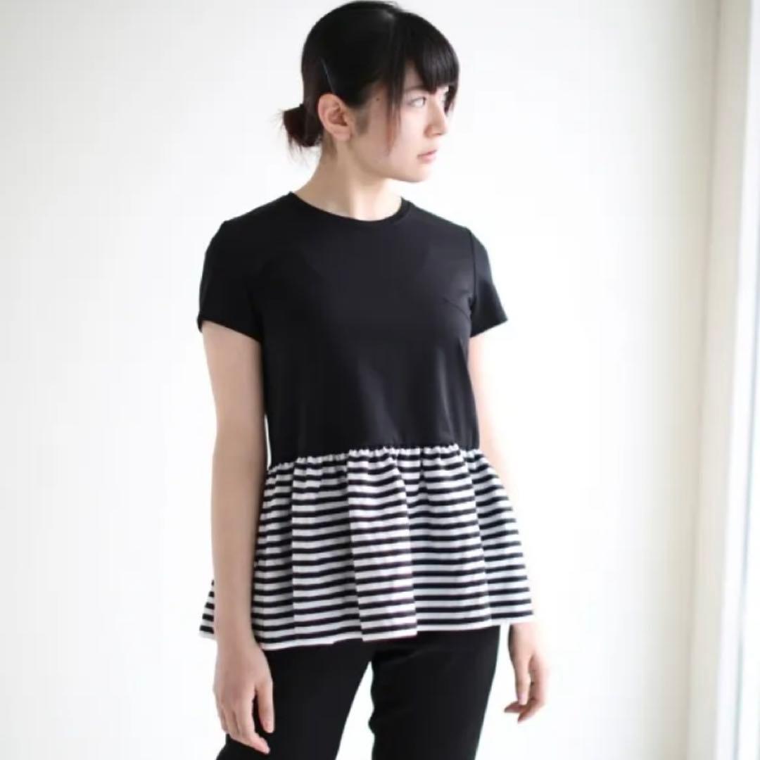 美品✨BORDERS at BALCONY カットソー ペプラム 半袖 ボーダー