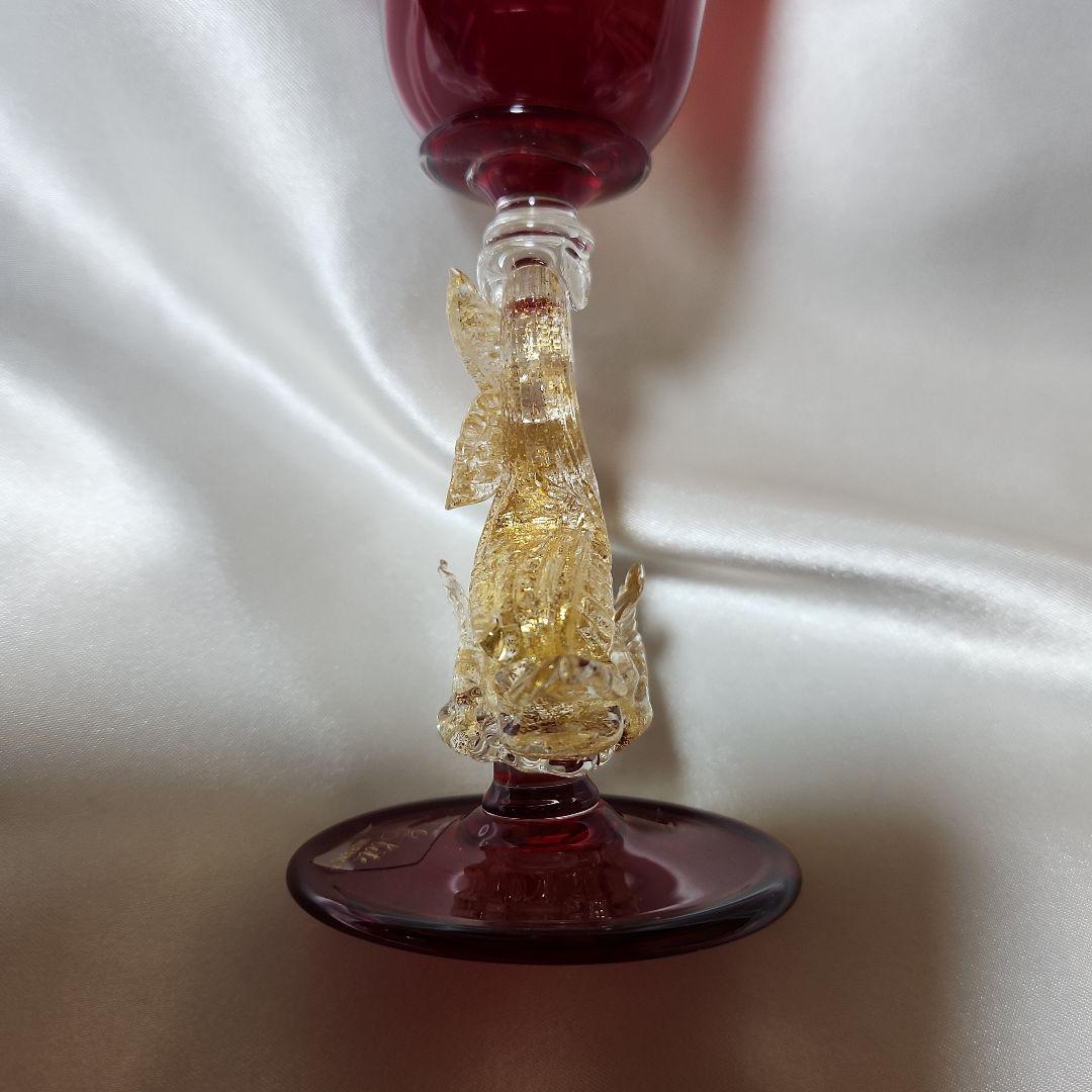 ベネチアンガラス ムラーノグラス イルカ ワイングラス 2点セット