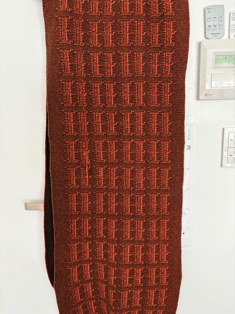 HERMES エルメス カシミヤ100% マフラー H柄 180cm 茶×橙