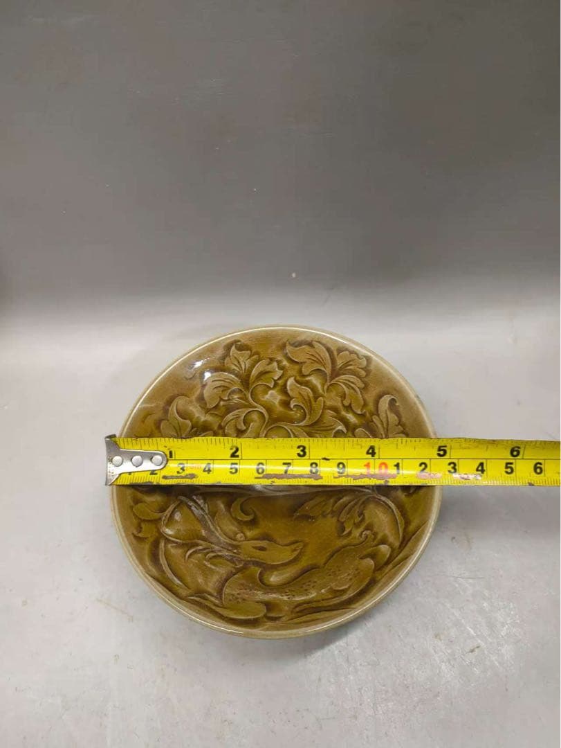 耀州窯刻花福鹿斗笠碗 唐物　古賞物　茶道具 煎茶碗　中国古美術　骨董品