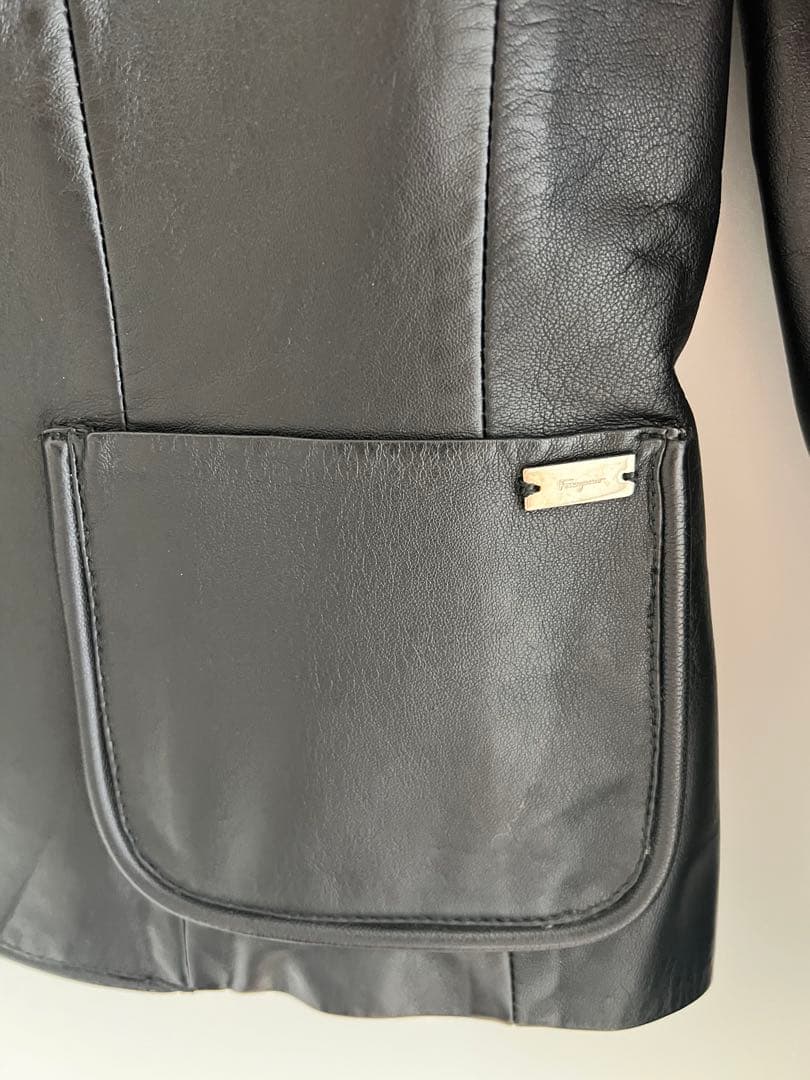 Salvatore Ferragamo 本革ジャケット 黒44 美品 希少サイズ