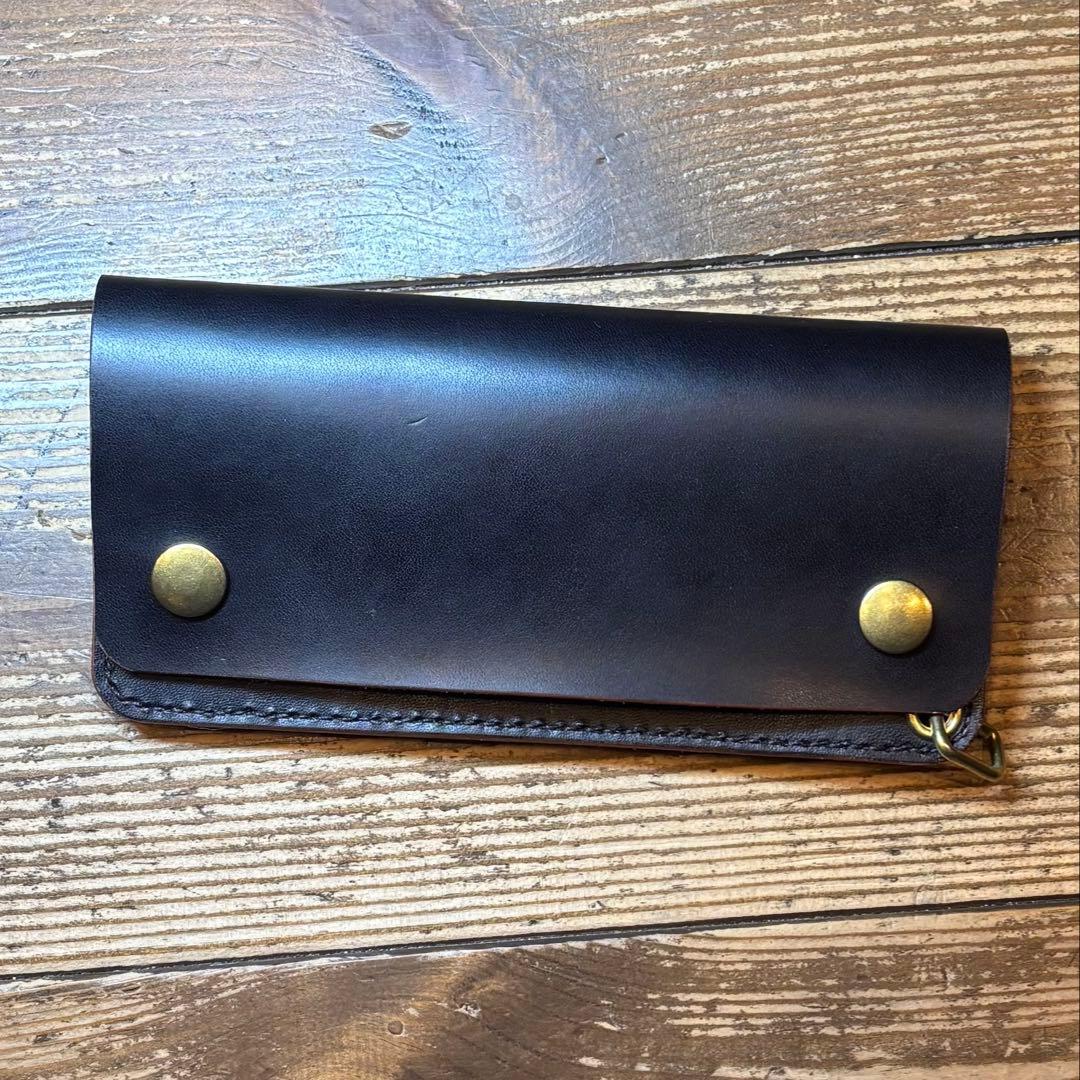 1点のみ茶芯ハンドメイドトラッカーウォレット