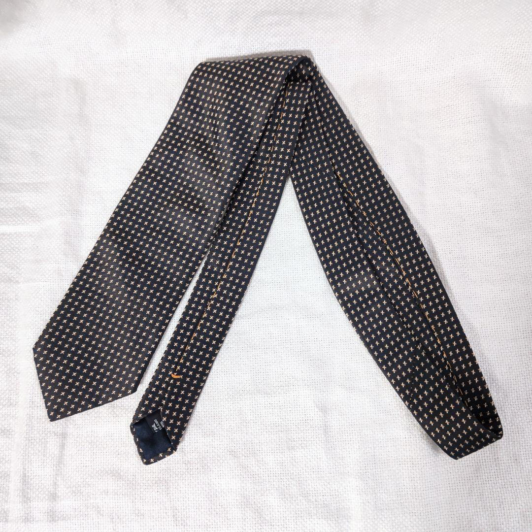タイユアタイTIE YOUR TIE小紋柄シルク9cm幅ビジネスネクタイ茶