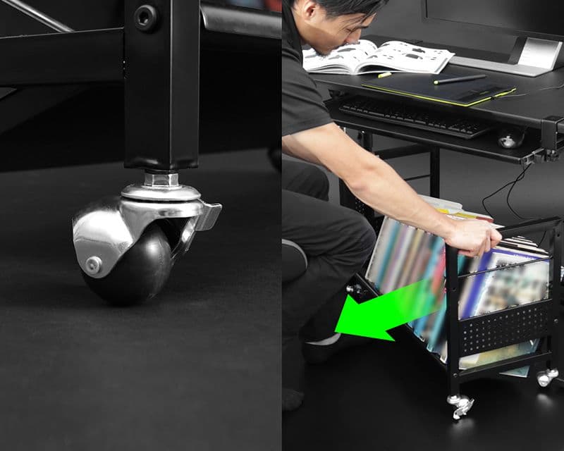 【ric】Bauhutte デスク下ワゴン BHS-700U-BK