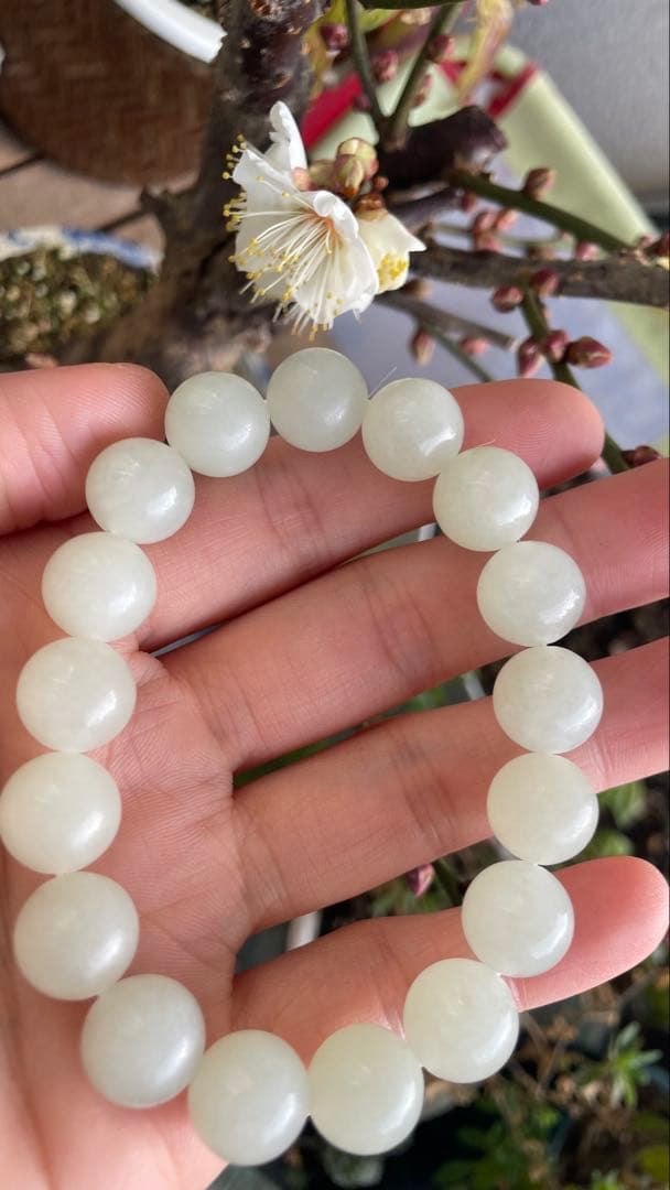 天然石 和田玉 高級羊脂白玉 ブレスレット 証明書付