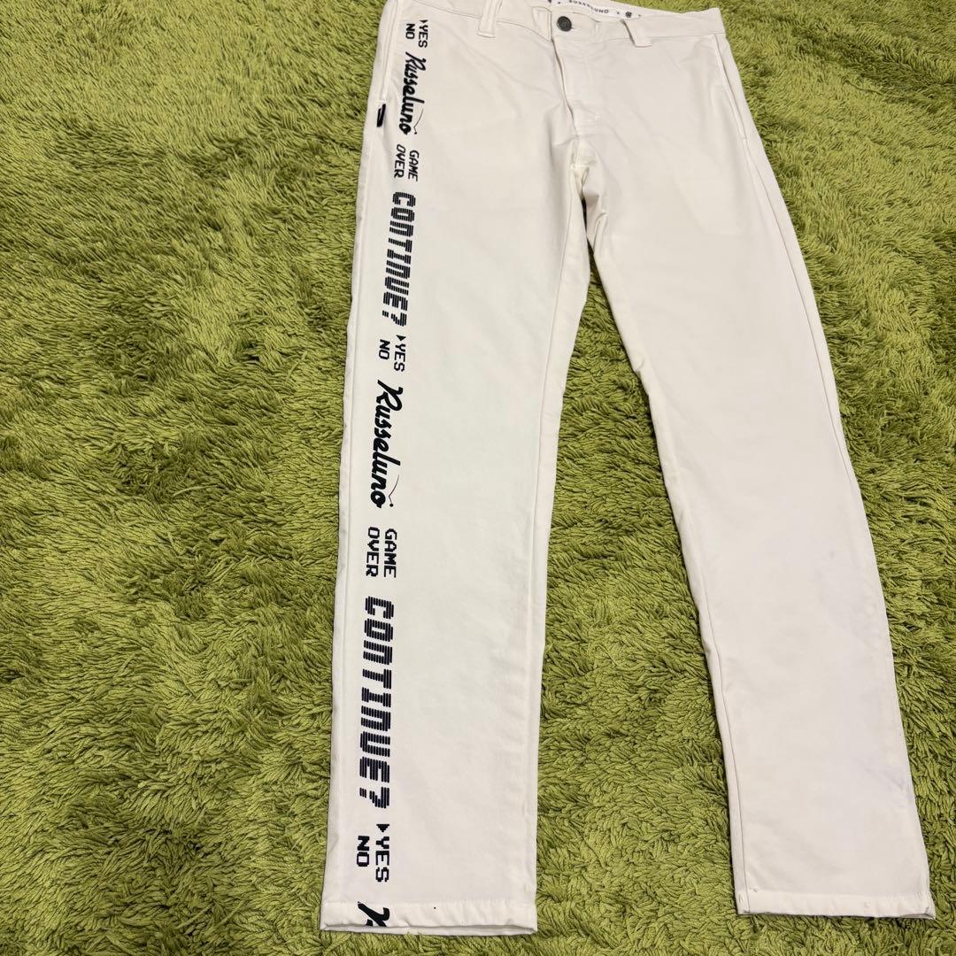 Russeluno ラッセルノ メンズパンツ ホワイト ロゴ サイズ5 （L）
