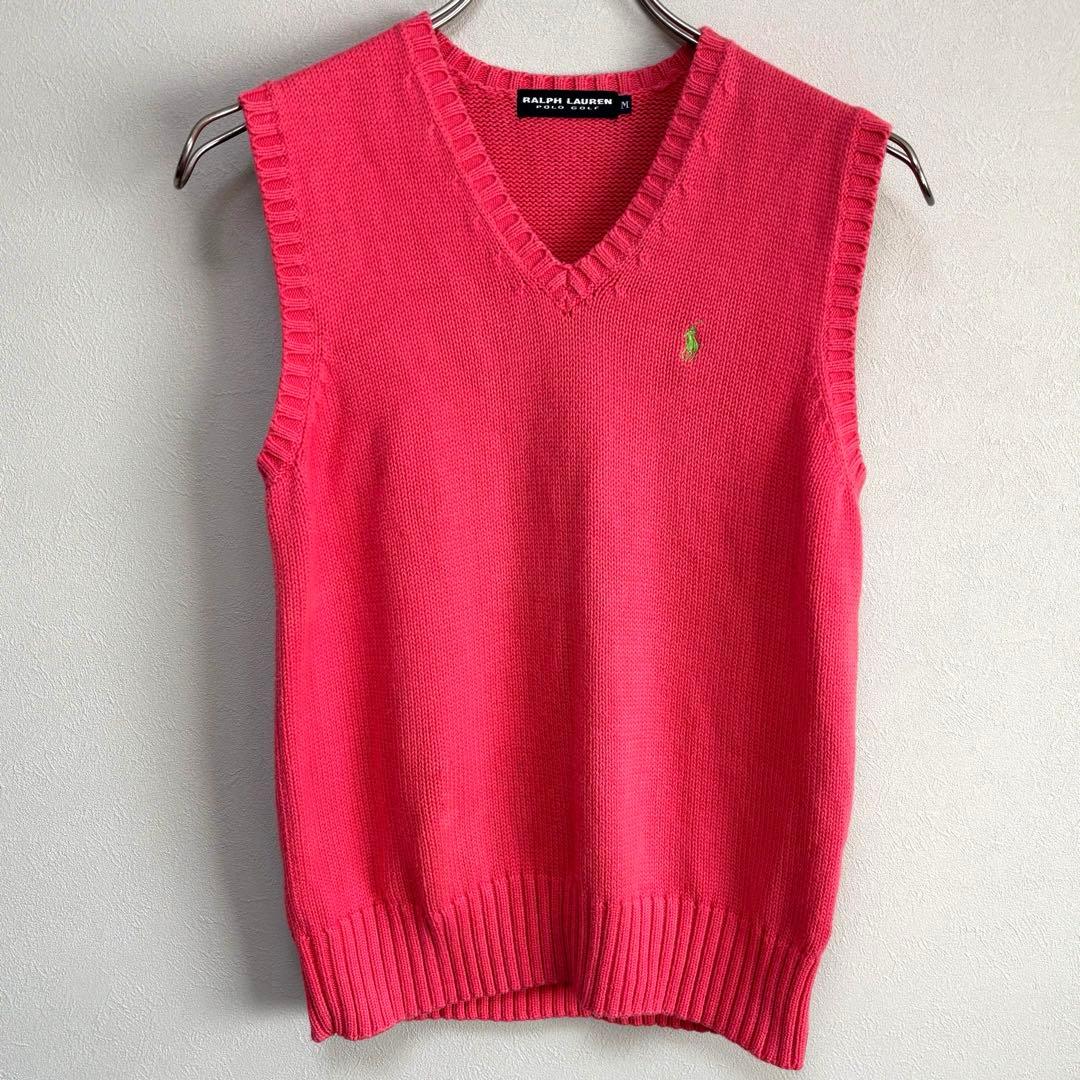 ポロゴルフ ラルフローレン RALPH LAUREN ベスト ニットM ピンク