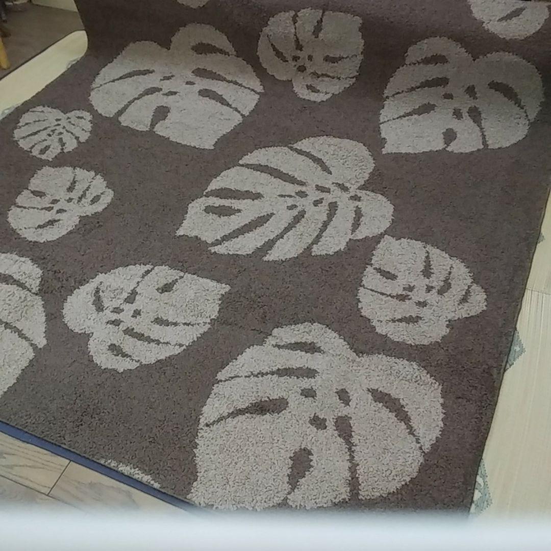 ３帖用　モンステラ柄カーペット(BR)