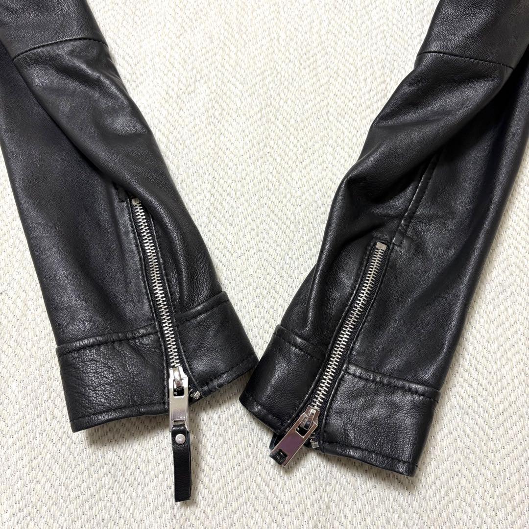 新品タグ付 ZARA ザラ 本革 レザーライダースジャケット M ブラック