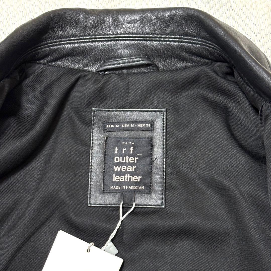 新品タグ付 ZARA ザラ 本革 レザーライダースジャケット M ブラック