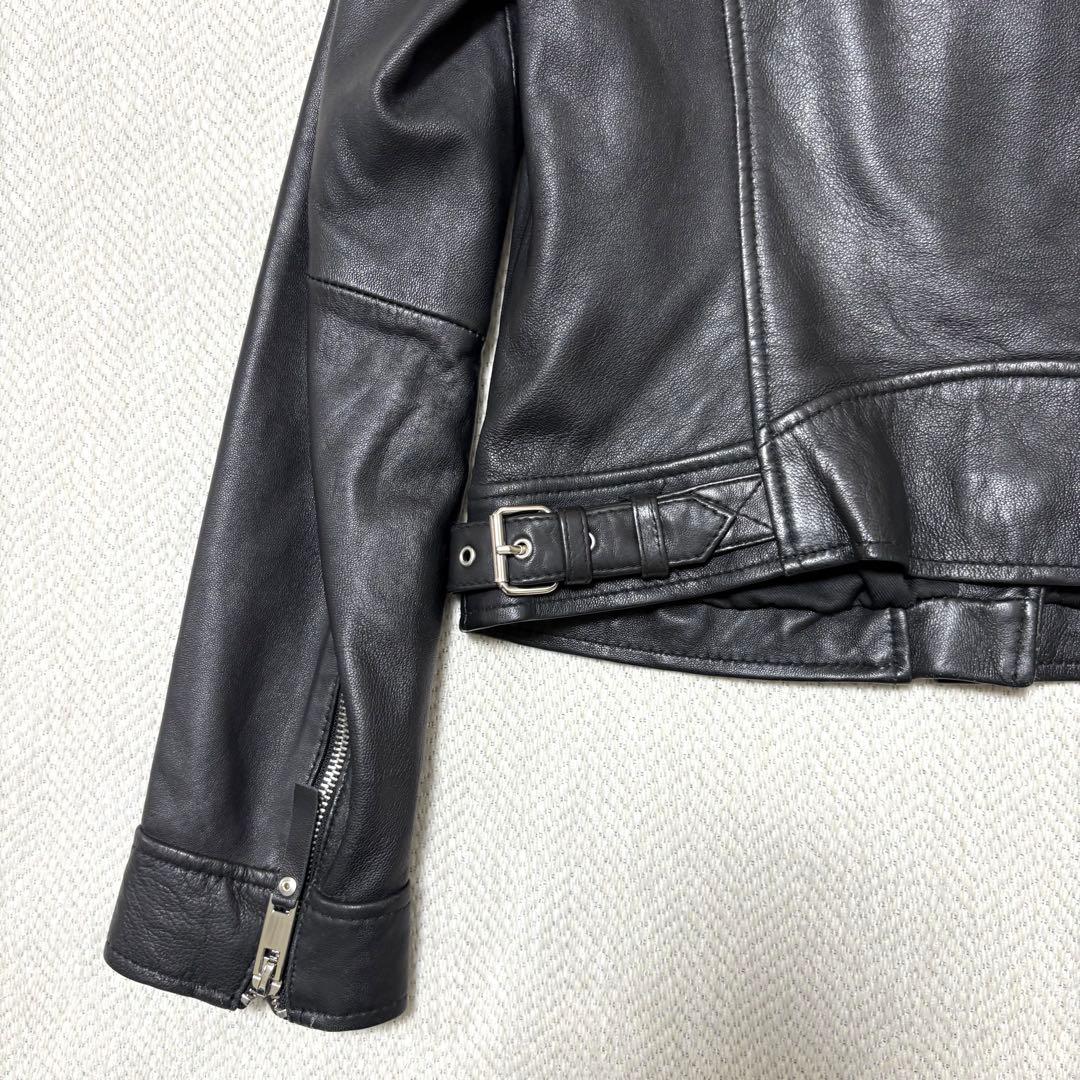 新品タグ付 ZARA ザラ 本革 レザーライダースジャケット M ブラック