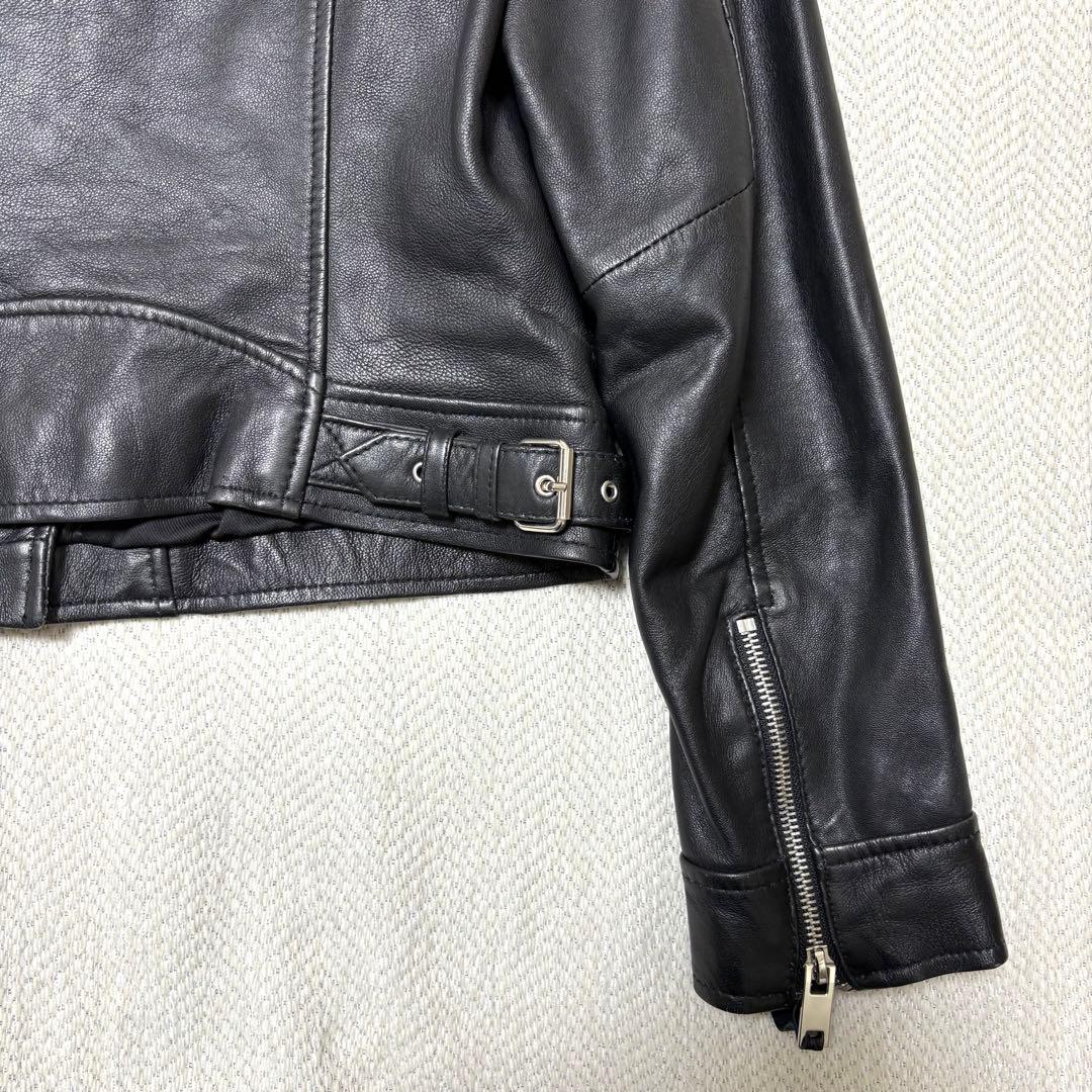 新品タグ付 ZARA ザラ 本革 レザーライダースジャケット M ブラック