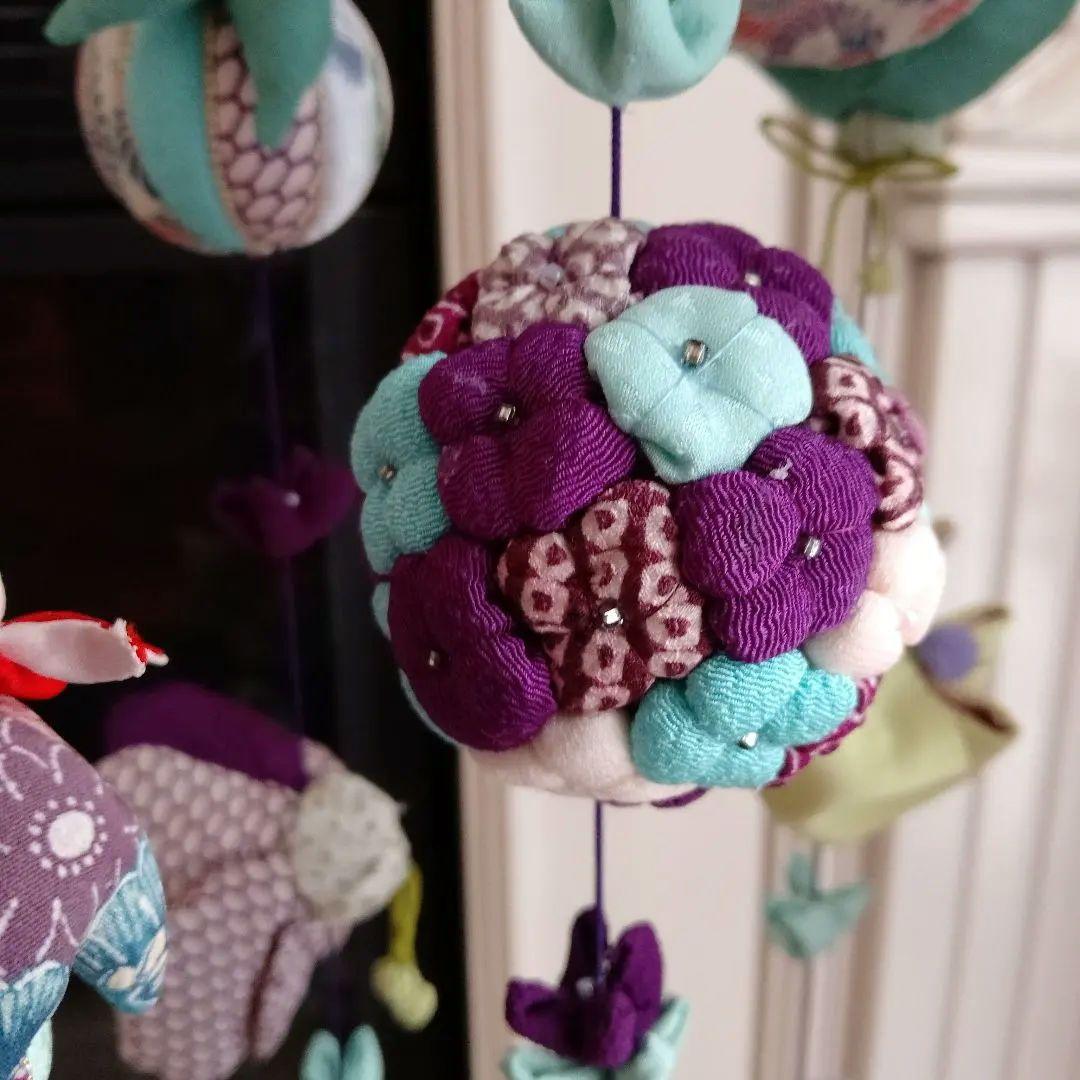 吊るし飾り　人気の紫色　ひな祭り　ハンドメイド　吊るし雛　ちりめん細工
