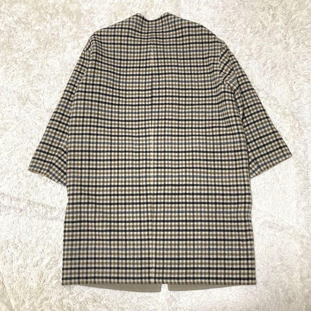 LE GLAZIK ルグラジック チェック柄 リバーシブル ノーカラーコート